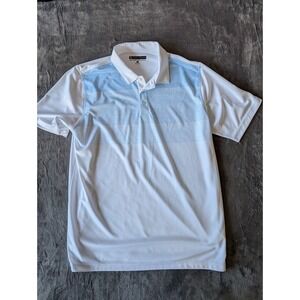 Pebble Beach Dry-Luxe Performance Golf Polo Shirt Mens XL White Blue Striped